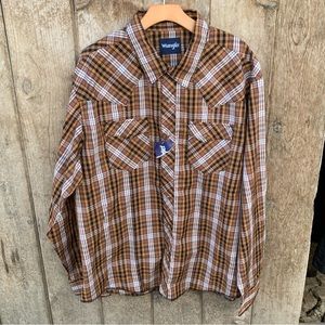 New Vintage Wrangler Pearl Snap Multicolor Western Shirt Y2K XXL Rustic